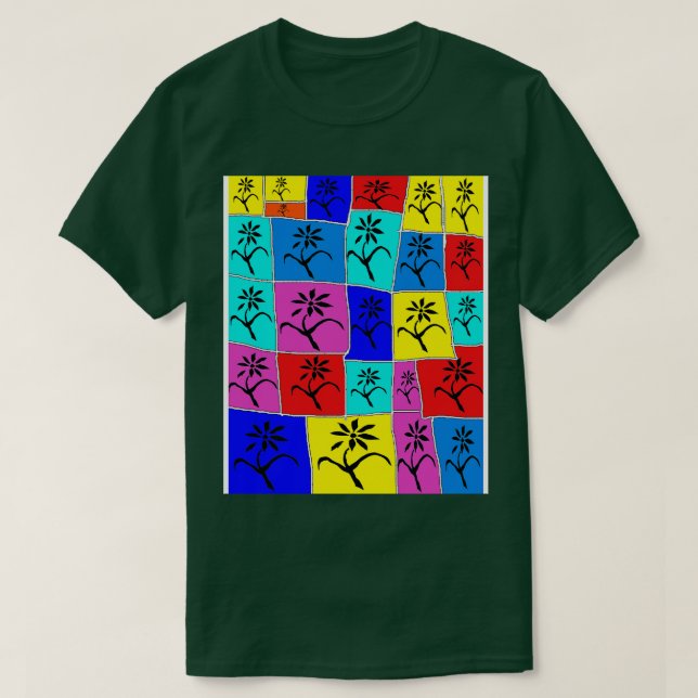 T-shirt Fleurs Arc-en-ciel Art 23 Par LowEndGraphics 1 (Design devant)