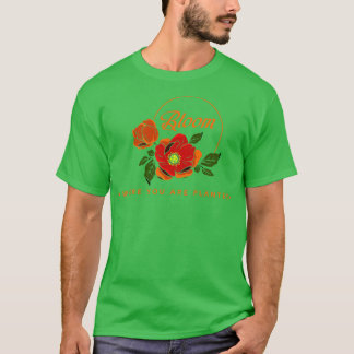T-shirt Fleurs aux Feuilles oranges