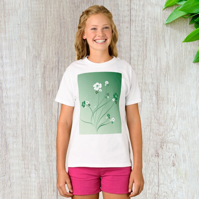 T-shirt Fleurs Blanches Et Vertes (Créateur téléchargé)