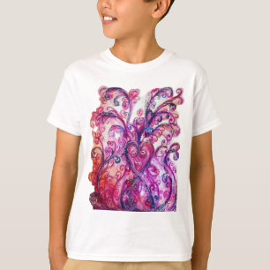T-shirt FLEURS BLANCHES rose vif pourpre blanc