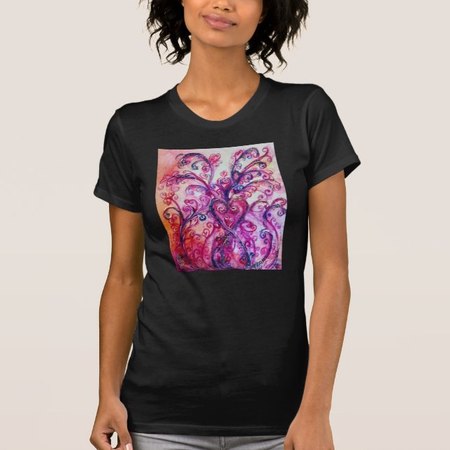 T-shirt FLEURS BLANCHES rose vif pourpre blanc (Devant)