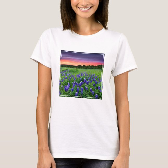 T-shirt Fleurs | Bluebonnets à Sunset Texas (Devant)