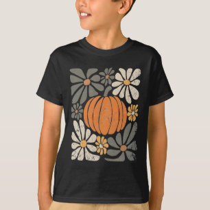 T-shirt Fleurs Boho Citrouilles Rétro Automne Thanksgivin