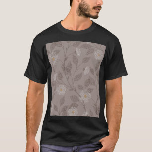 T-shirt Fleurs brodées et feuilles, design sans soudure.