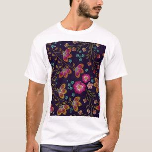T-shirt Fleurs brodées : mode sans couture motif