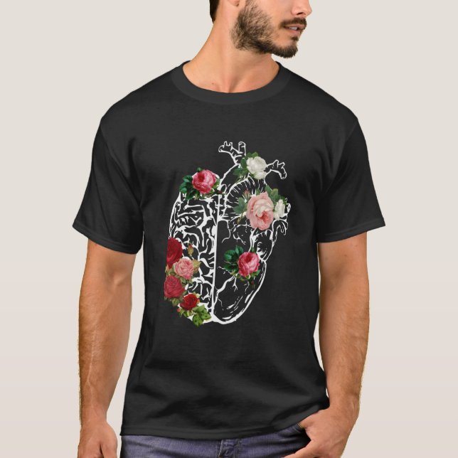 T-shirt Fleurs cardiaques anatomiques pour femmes Florales (Devant)