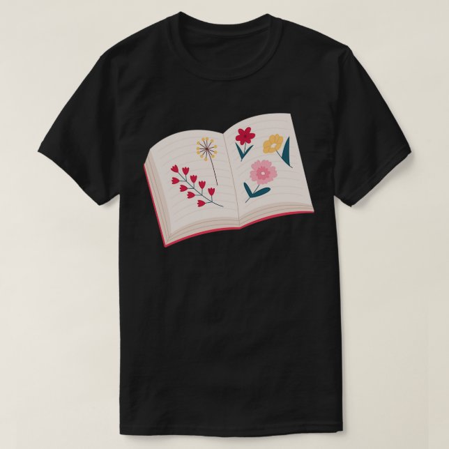 T-shirt Fleurs Croissant À Partir De Fleurs De Livre Crois (Design devant)