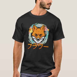 T-shirt Fleurs - Cute Kawaii Anime Fox - japonais Aesthet