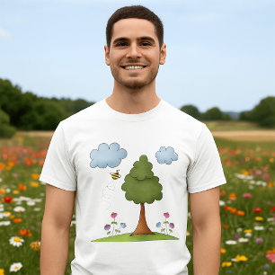 T-shirt Fleurs D'Abeilles Et Nuages