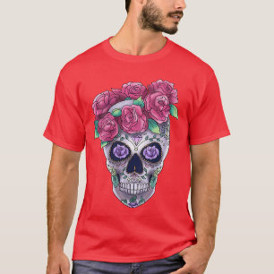 T-shirt Fleurs de Calavera pour femmes Monstre effrayant H