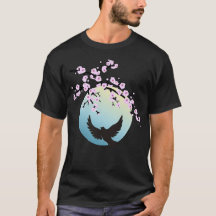 Fleurs de cerisier SAKURA Pleine lune Oiseau 1 T-s
