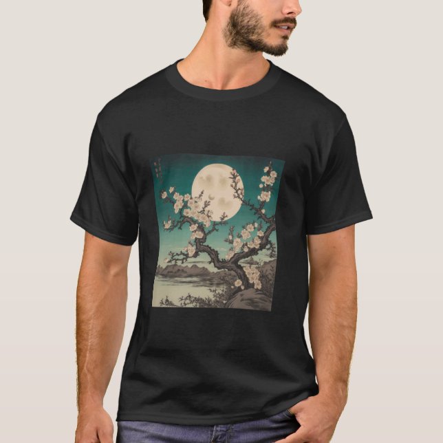 T-shirt Fleurs de cerisiers en Sérénité Lune (Devant)