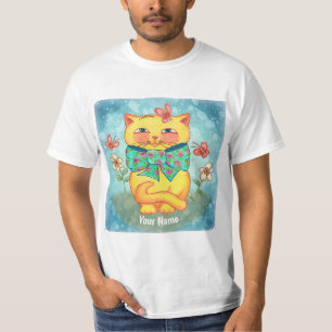T-shirt Fleurs de chats jaunes