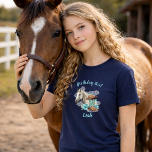 T-shirt Fleurs de Cheval de l'Ouest Anniversaire - Bleu ma