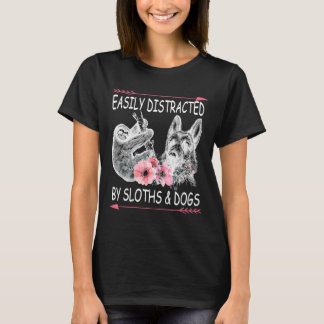 T-shirt Fleurs de Chiens de fentes facilement distraits