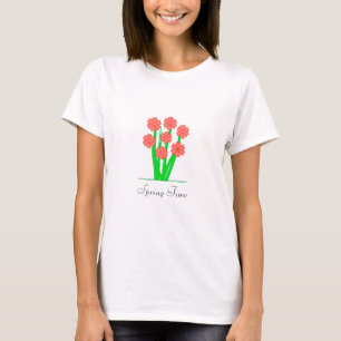 T-shirt Fleurs de cœur de printemps modernes