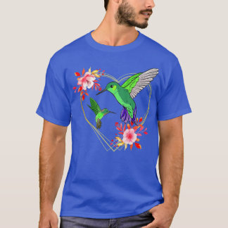T-shirt Fleurs de Coeur Rouge Coeur de colibri Humminbird 