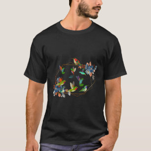 T-shirt Fleurs de colibri de la nature florale Colibri