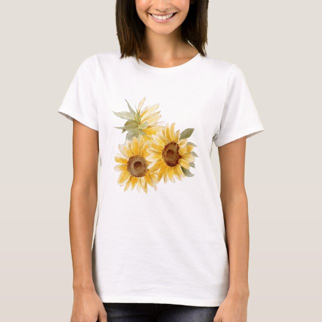 T-shirt Fleurs de couleur aquarelle (Devant)