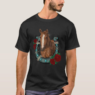 T-shirt Fleurs de cowgirl du Texas occidental fer à cheval
