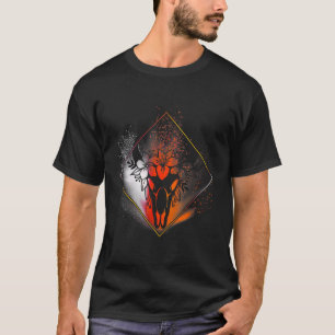 T-shirt Fleurs de crâne de vache Boho Diamant Blanc Rouge