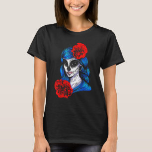 T-shirt Fleurs de fille de vacances de Dia De Los Muertos