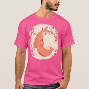 T-shirt Fleurs de fleurs de cerisier Renard de lune