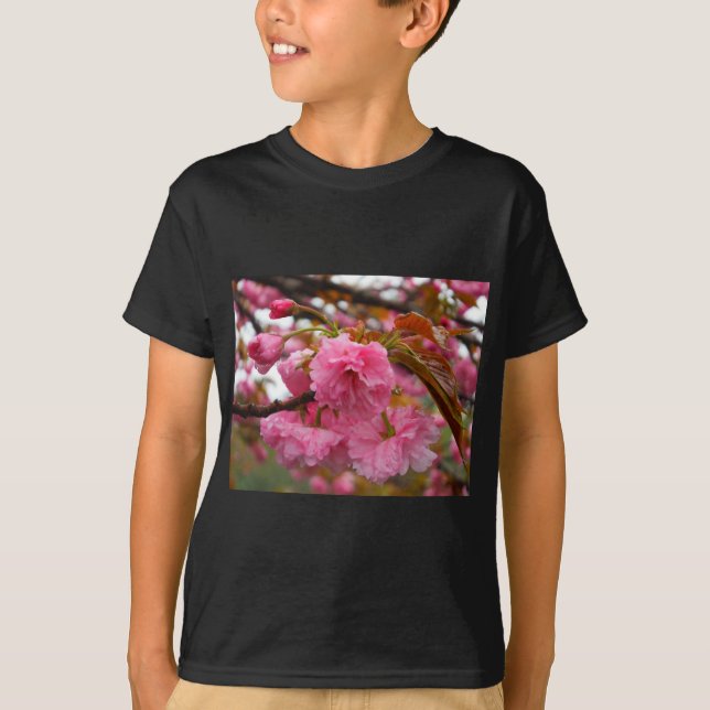 T-shirt Fleurs de fleurs de cerisier rose chaud (Devant)