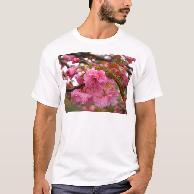 T-shirt Fleurs de fleurs de cerisier rose chaud (Devant)