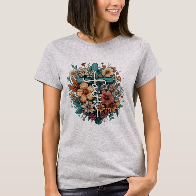 T-shirt Fleurs de foi Religieux Christian Femmes (Devant)