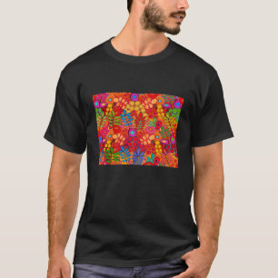 T-shirt Fleurs de jardin ensoleillé - Rouge Jaune Orange