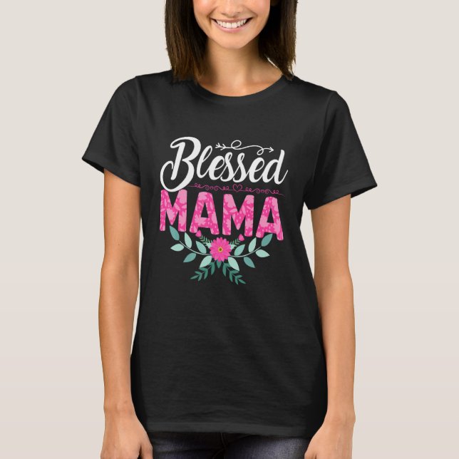 T-shirt Fleurs de la Fête des mères de maman bénie (Devant)