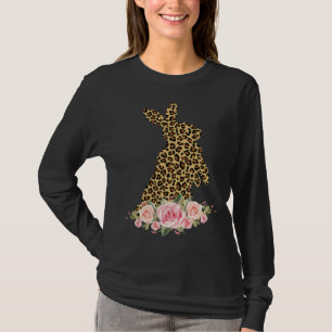 T-shirt Fleurs de lapin imprimé léopard Filles Femmes Joye