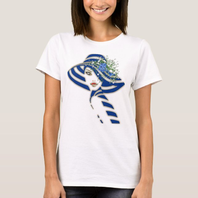 T-shirt Fleurs de maïs bleu et Mariage de roses blanches (Devant)