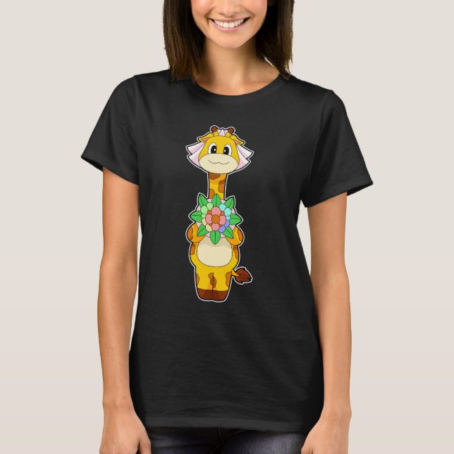 T-shirt Fleurs de mariée girafe mariage (Devant)