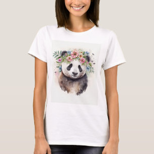 T-shirt Fleurs de Panda Aquarelle