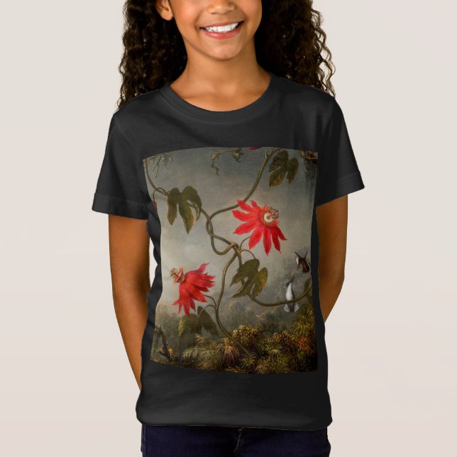 T-Shirt Fleurs de passion avec tête de colibris (Devant)