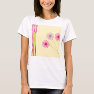 T-shirt Fleurs de pissenlit colorées, rayures, abstrait bo
