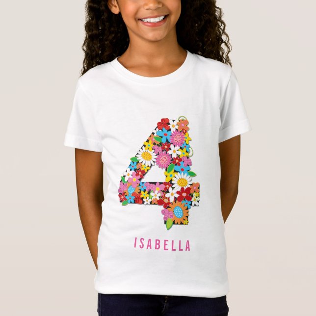 T-Shirt Fleurs de printemps Jardin Quatre Fille 4e fête d' (Devant)