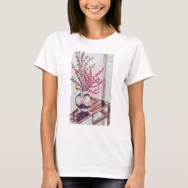 T-shirt Fleurs de prunier rouges (Devant)