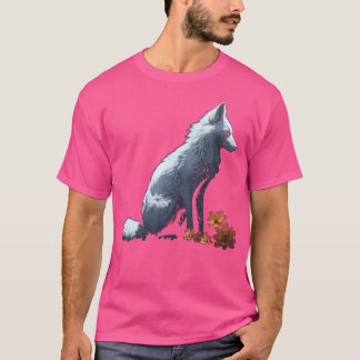 T-shirt Fleurs de renard blanc Art Renard animal