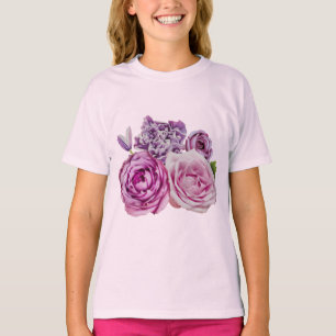 T-shirt Fleurs de Rose de lavande blanche rose