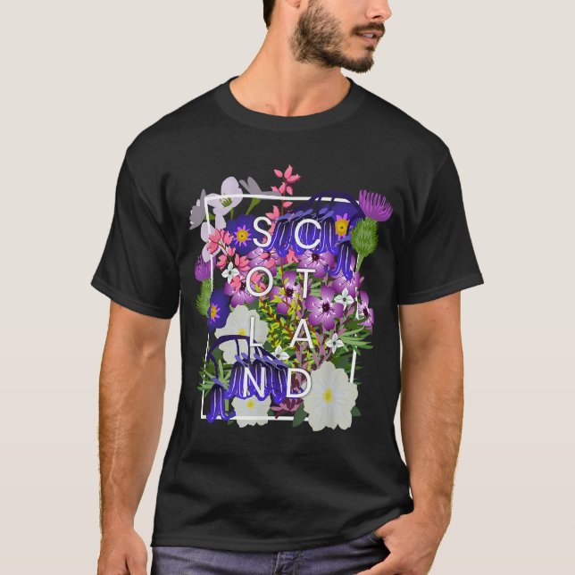 T-shirt Fleurs de Scotland Word Art - Scottish Pride (Devant)