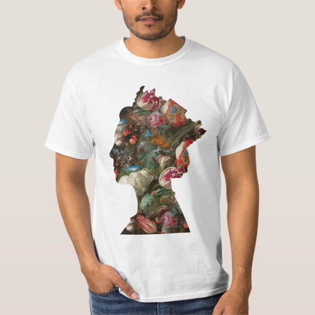 T-shirt Fleurs de silhouette de la reine Elizabeth II (Devant)