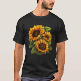 T-shirt Fleurs de soleil Jaunes Fleurs d'été mignonnes Pos