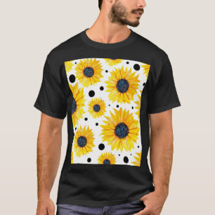 T-shirt Fleurs de soleil jaunes Motif Arrière - plan blanc