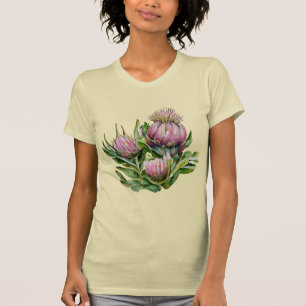 T-shirt Fleurs de thé rose et vert