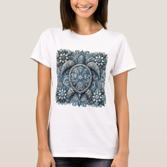 T-shirt Fleurs de tortue - blanc (Devant)