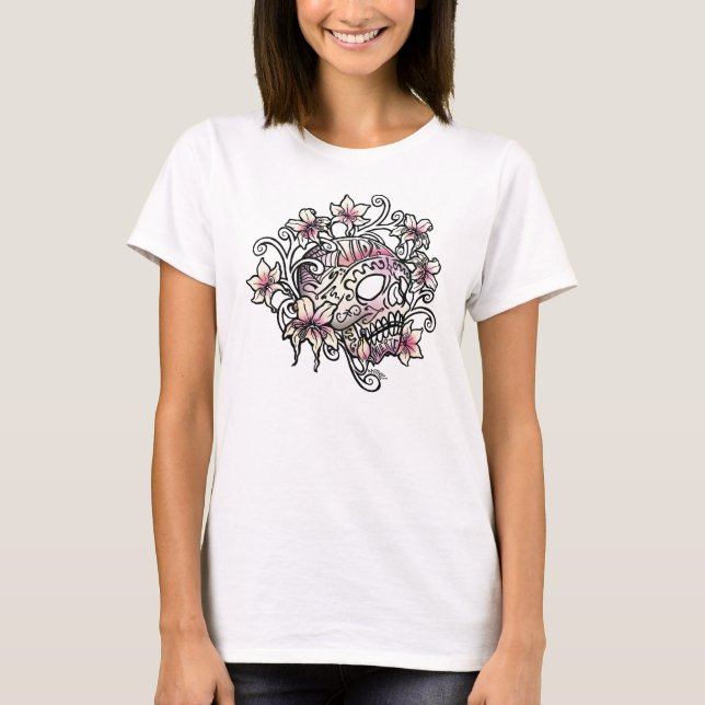 T-shirt Fleurs de vignes de crâne de sucre (Devant)