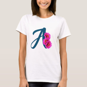 T-shirt Fleurs de Zinnia Monogramme Initial A